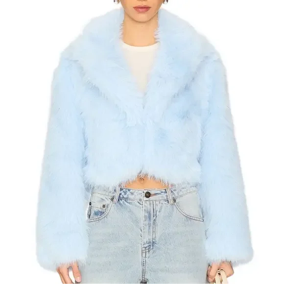 NEW Paris Cropped Faux Fur Jacket Size S - Picture 1 of 16